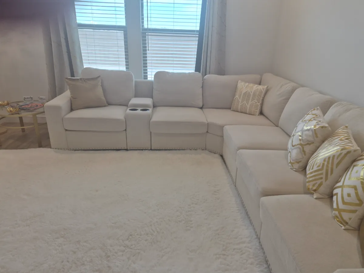 Carpet vacuumed and sectional refreshed, cleaned by Tidy Up Solutions Cleaning Services in the Phoenix area