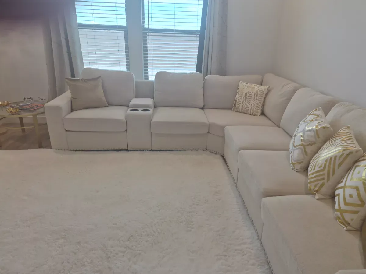 Carpet vacuumed and sectional refreshed, cleaned by Tidy Up Solutions Cleaning Services in the Phoenix area